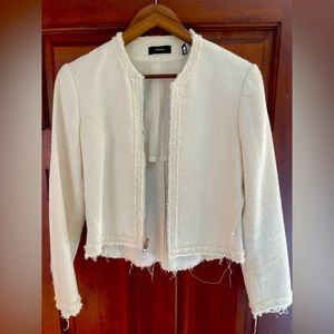 Theory Flounce Bouclé Jacket, White, Size Small